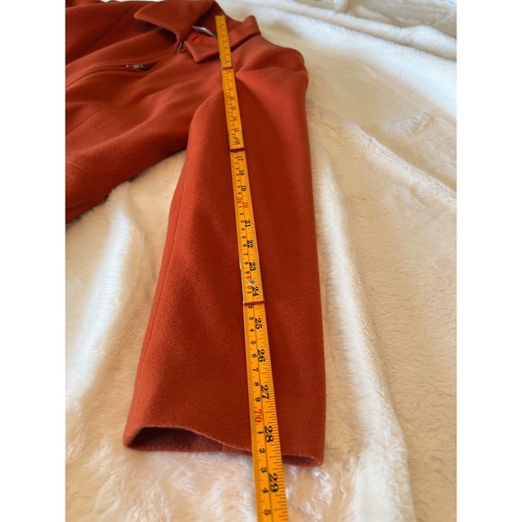 Harvé Benard Wool & Cashmere Coat (Size 6P, Burnt Orange, Made in Ukraine) - Picture 7 of 10